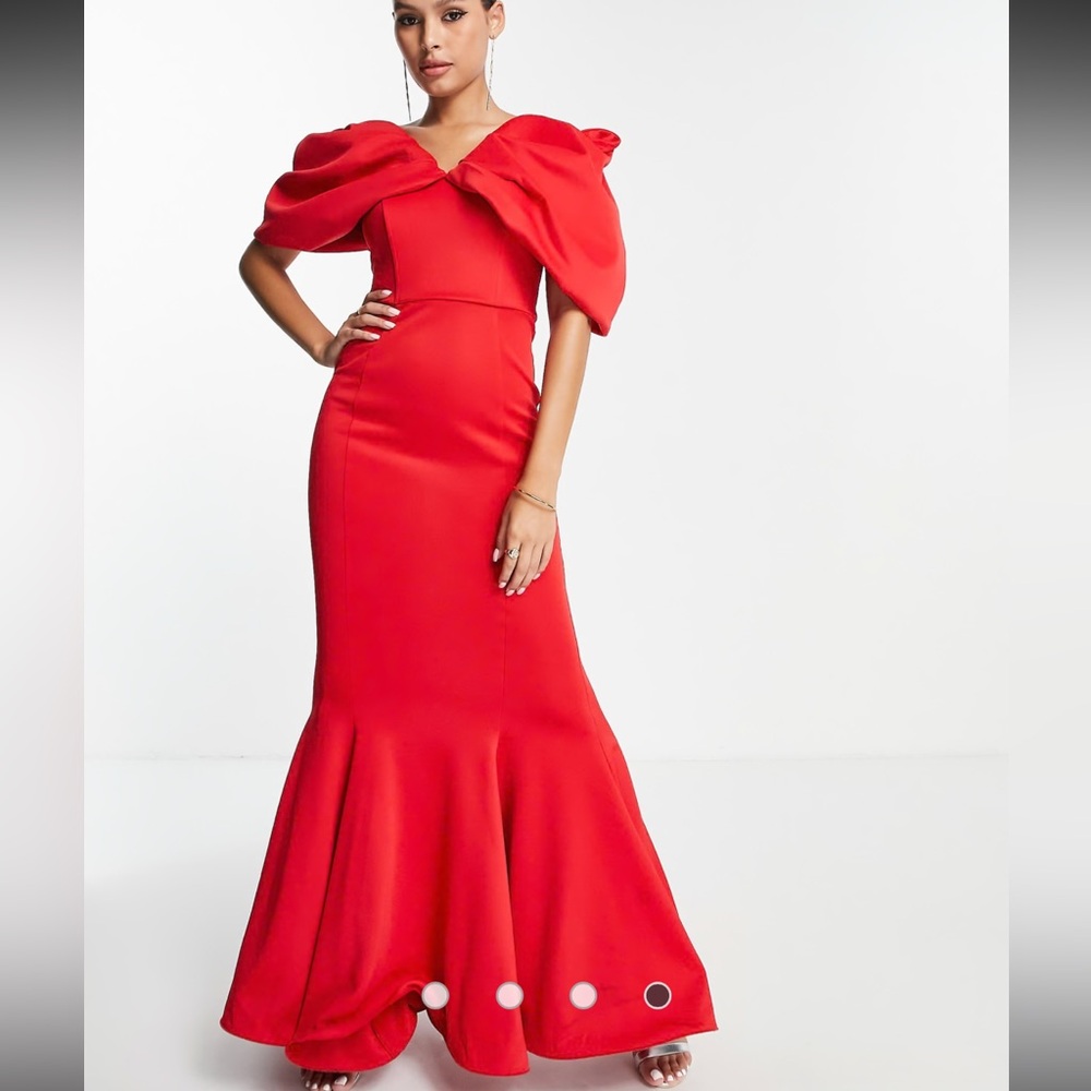 ASOS Red Off-Shoulder Mermaid Prom Dress